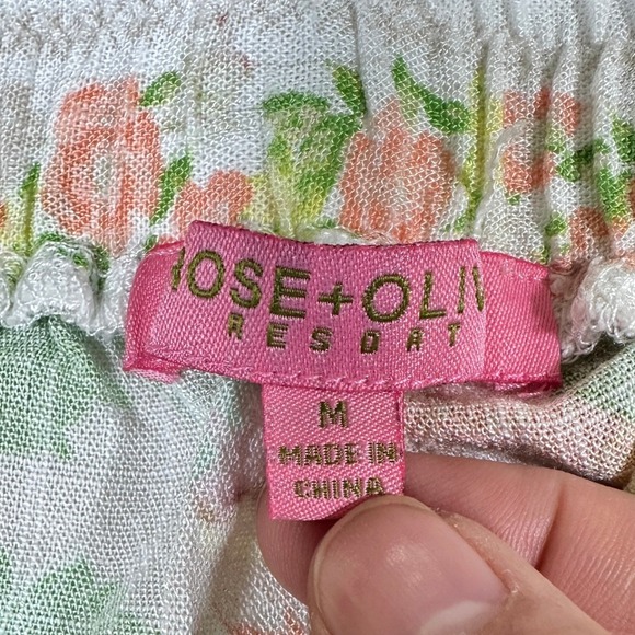 Rose + Olive Resort Floral Wide Leg Pants Medium Tropical Coastal Grandmother - Picture 5 of 10